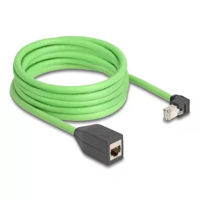   Delock RJ45 hálózat bővítő kábel Cat.6A apa lefelé néző csatlakozódugóval - anya SF/UTP alkalmas kábelvezető láncokhoz PUR (TPU) 5 m zöld (DL-80888)