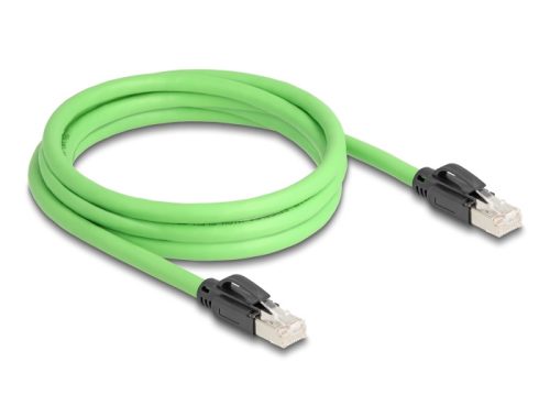 Delock RJ45 hálózati kábel Cat.6A apa   apa SF/UTP alkalmas kábelvezető láncokhoz PUR (TPU) 2 m zöld
