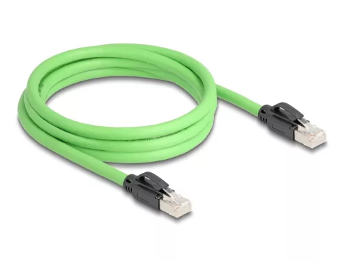 Delock RJ45 hálózati kábel Cat.6A apa   apa SF/UTP alkalmas kábelvezető láncokhoz PUR (TPU) 2 m zöld (DL-80890)