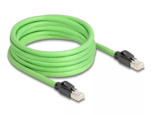 Delock RJ45 hálózati kábel Cat.6A apa   apa SF/UTP alkalmas kábelvezető láncokhoz PUR (TPU) 5 m zöld (DL-80891)