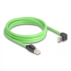   Delock RJ45 hálózati kábel Cat.6A apa - apa felfelé néző csatlakozódugóval SF/UTP alkalmas kábelvezető láncokhoz PUR (TPU) 2 m zöld (DL-80893)