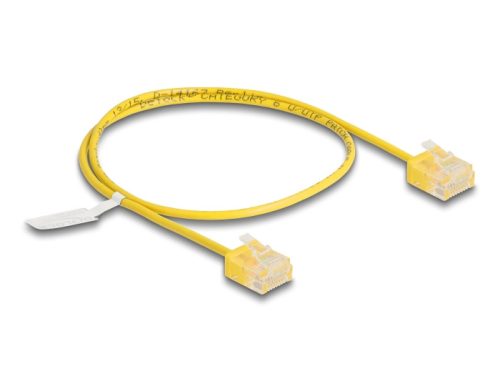 Delock RJ45 hálózati kábel Cat.6 UTP ultravékony 0,5 m sárga rövid csatlakoztatókkal