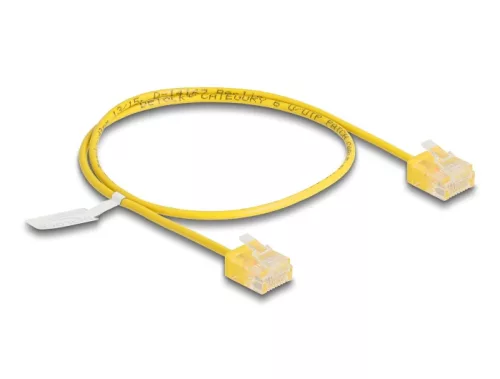 Delock RJ45 hálózati kábel Cat.6 UTP ultravékony 0,5 m sárga rövid csatlakoztatókkal (DL-80898)
