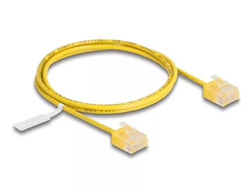Delock RJ45 hálózati kábel Cat.6 UTP ultravékony 1 m sárga rövid csatlakoztatókkal (DL-80899)