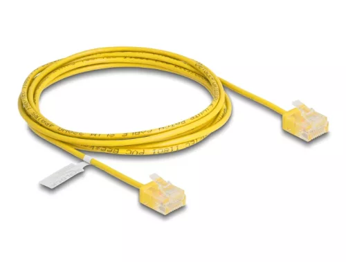 Delock RJ45 hálózati kábel Cat.6 UTP ultravékony 2 m sárga rövid csatlakoztatókkal (DL-80912)