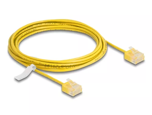 Delock RJ45 hálózati kábel Cat.6 UTP ultravékony 3 m sárga rövid csatlakoztatókkal (DL-80913)