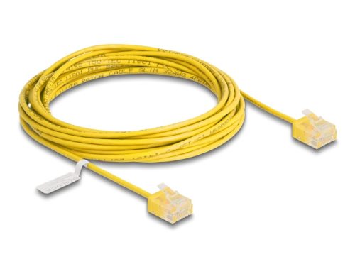 Delock RJ45 hálózati kábel Cat.6 UTP ultravékony 5 m sárga rövid csatlakoztatókkal