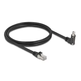   Delock GigE kamera kábel RJ45 apa 45 -ban elcsavart és 90 -ban hajlított szögekkel - RJ45 apa Cat.6 S/FTP 1 m fekete (DL-80917)