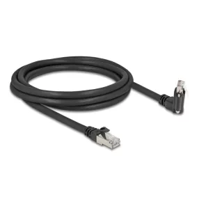   Delock GigE kamera kábel RJ45 apa 45 -ban elcsavart és 90 -ban hajlított szögekkel - RJ45 apa Cat.6 S/FTP 2 m fekete (DL-80918)