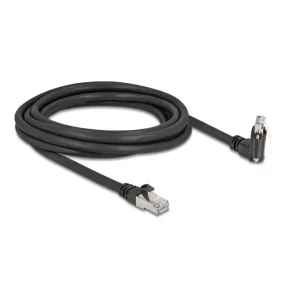   Delock GigE kamera kábel RJ45 apa 45 -ban elcsavart és 90 -ban hajlított szögekkel - RJ45 apa Cat.6 S/FTP 3 m fekete (DL-80919)
