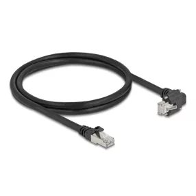   Delock GigE kamera kábel RJ45 apa 90 -ban hajlított csavarokkal - RJ45 apa Cat.6 S/FTP 1 m fekete (DL-80921)
