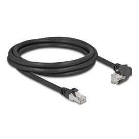   Delock GigE kamera kábel RJ45 apa 90 -ban hajlított csavarokkal - RJ45 apa Cat.6 S/FTP 2 m fekete (DL-80922)