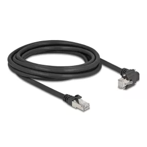   Delock GigE kamera kábel RJ45 apa 90 -ban hajlított csavarokkal - RJ45 apa Cat.6 S/FTP 3 m fekete (DL-80923)