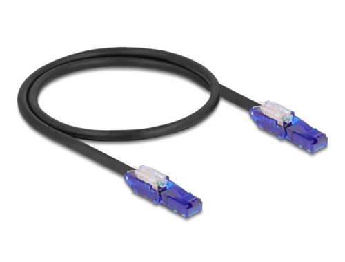 Delock RJ45 hálózati kábel Cat.6 UTP 180 -os hajlítással apák fekete színű 0,5 m