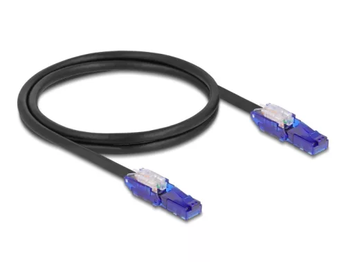 Delock RJ45 hálózati kábel Cat.6 UTP 180 -os hajlítással apák fekete színű 1 m (DL-80926)