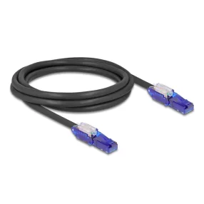   Delock RJ45 hálózati kábel Cat.6 UTP 180 -os hajlítással apák fekete színű 2 m (DL-80927)