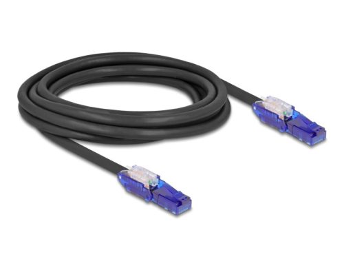 Delock RJ45 hálózati kábel Cat.6 UTP 180 -os hajlítással apák fekete színű 3 m