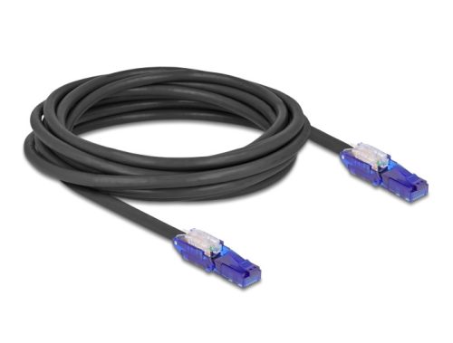 Delock RJ45 hálózati kábel Cat.6 UTP 180 -os hajlítással apák fekete színű 5 m