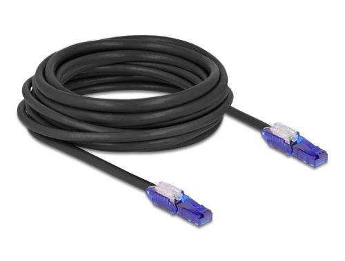 Delock RJ45 hálózati kábel Cat.6 UTP 180 -os hajlítással apák fekete színű 7,5 m