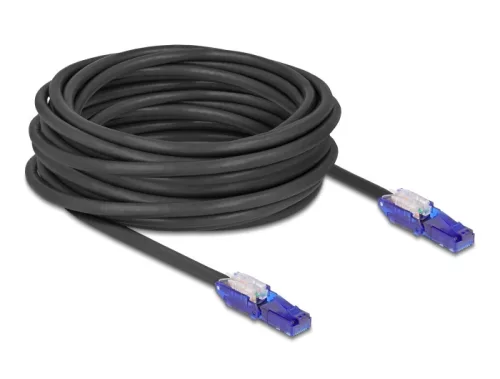 Delock RJ45 hálózati kábel Cat.6 UTP 180 -os hajlítással apák fekete színű 10 m (DL-80931)