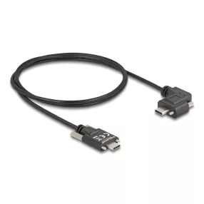   Delock USB 2.0 kábel USB Type-C  apa csatlakozó csavarokkal - USB Type-C  apa csatlakozó csavarokkal ívelt bal / jobb PD 3.0 60 W 1 m (DL-80956)