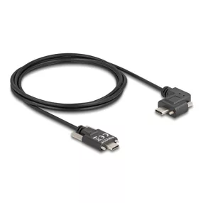   Delock USB 2.0 kábel USB Type-C  apa csatlakozó csavarokkal - USB Type-C  apa csatlakozó csavarokkal ívelt bal / jobb PD 3.0 60 W 2 m (DL-80957)
