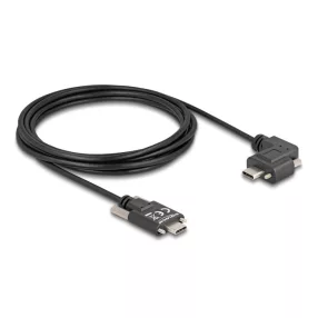   Delock USB 2.0 kábel USB Type-C  apa csatlakozó csavarokkal - USB Type-C  apa csatlakozó csavarokkal ívelt bal / jobb PD 3.0 60 W 3 m (DL-80958)