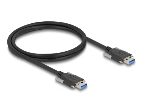 Delock USB 5 Gbps kábel A-típusú apa - A-típusú apa 22 mm-es csavar távolsággal 1 m, fekete (DL-80998)