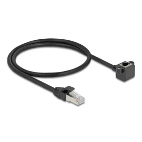   Delock Hálózat bővítő kábel RJ45 apa - RJ45 anya 90 -ban hajlított, Cat.6 F/UTP, 0,5 m, fekete (DL-81041)