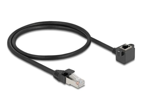 Delock Hálózat bővítő kábel RJ45 apa - RJ45 anya 90 -ban hajlított, Cat.6 F/UTP, 0,5 m, fekete