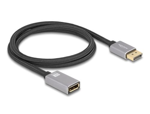 Delock DisplayPort bővítőkábel 8K 60 Hz 1 m szürke fém retesz nélküli