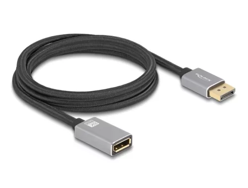 Delock DisplayPort bővítőkábel 8K 60 Hz 2 m szürke fém retesz nélküli (DL-81080)