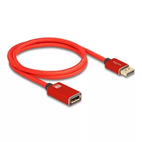   Delock DisplayPort bővítőkábel 8K 60 Hz 1 m piros fém retesz nélküli (DL-81081)