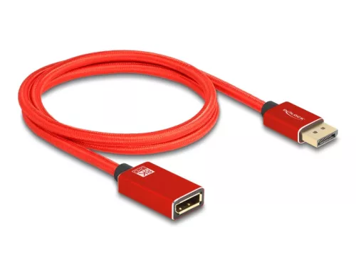 Delock DisplayPort bővítőkábel 8K 60 Hz 1 m piros fém retesz nélküli (DL-81081)