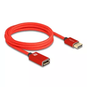   Delock DisplayPort bővítőkábel 8K 60 Hz 2 m piros fém retesz nélküli (DL-81082)