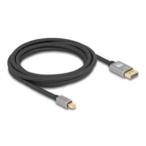   Delock Mini DisplayPort - DisplayPort-kábel 8K 60 Hz 3 m szürke fém retesz nélküli (DL-81093)