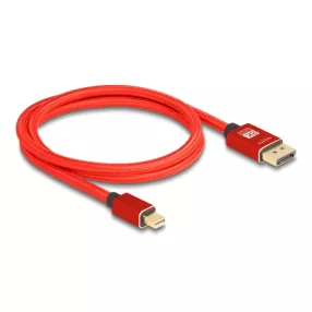   Delock Mini DisplayPort - DisplayPort-kábel 8K 60 Hz 1 m piros fém retesz nélküli (DL-81094)