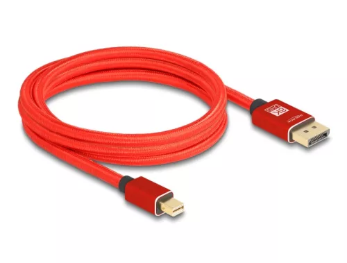 Delock Mini DisplayPort - DisplayPort-kábel 8K 60 Hz 2 m piros fém retesz nélküli (DL-81095)