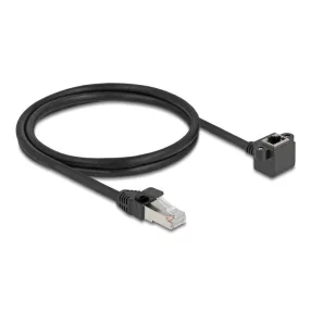   Delock Hálózat bővítő kábel RJ45 apa - RJ45 anya 90 -ban hajlított, Cat.6 F/UTP, 1 m, fekete (DL-81097)