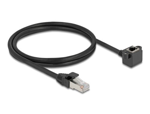 Delock Hálózat bővítő kábel RJ45 apa - RJ45 anya 90 -ban hajlított, Cat.6 F/UTP, 1 m, fekete