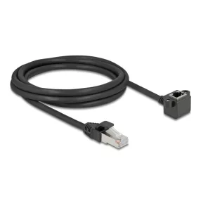   Delock Hálózat bővítő kábel RJ45 apa - RJ45 anya 90 -ban hajlított, Cat.6 F/UTP, 2 m, fekete (DL-81098)