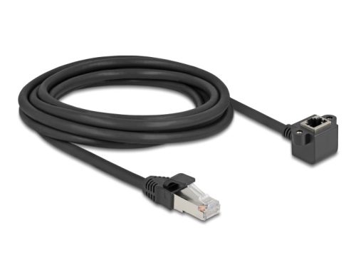 Delock Hálózat bővítő kábel RJ45 apa - RJ45 anya 90 -ban hajlított, Cat.6 F/UTP, 3 m, fekete