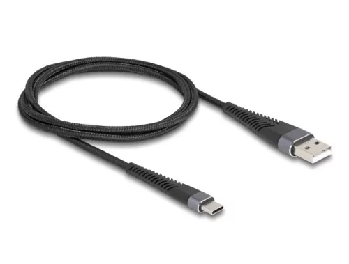 Delock USB 2.0 kábel A-típusú USB apa - USB Type-C  apa meghosszabbított hajlítás védelemmel 1 m (DL-81121)