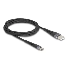   Delock USB 2.0 kábel A-típusú USB apa - USB Type-C  apa meghosszabbított hajlítás védelemmel 2 m (DL-81122)
