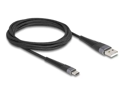 Delock USB 2.0 kábel A-típusú USB apa - USB Type-C  apa meghosszabbított hajlítás védelemmel 2 m (DL-81122)