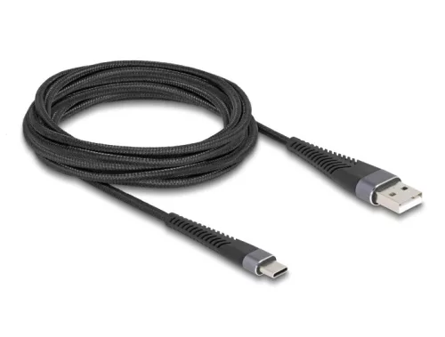 Delock USB 2.0 kábel A-típusú USB apa - USB Type-C  apa meghosszabbított hajlítás védelemmel 3 m (DL-81123)