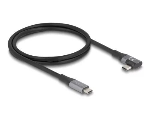 Delock USB 40 Gbps Kábel, ívelt bal / jobb, USB PD 3.1 Extended Power Range 240 W 1 m (DL-81131)