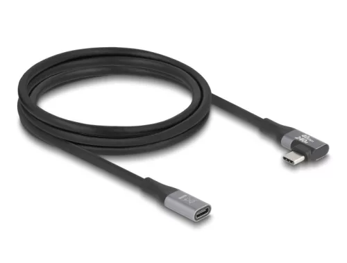 Delock USB 20 Gbps bővítőkábel, ívelt bal / jobb, USB PD 3.1 Extended Power Range 240 W 2 m (DL-81148)