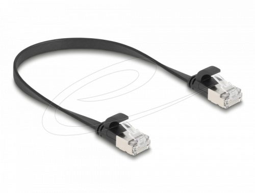 Delock RJ45 lapos patch kábelcsatlakozó a dugóhoz Cat.6A U/FTP 0,25 m fekete
