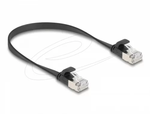 Delock RJ45 lapos patch kábelcsatlakozó a dugóhoz Cat.6A U/FTP 0,25 m fekete (DL-81161)